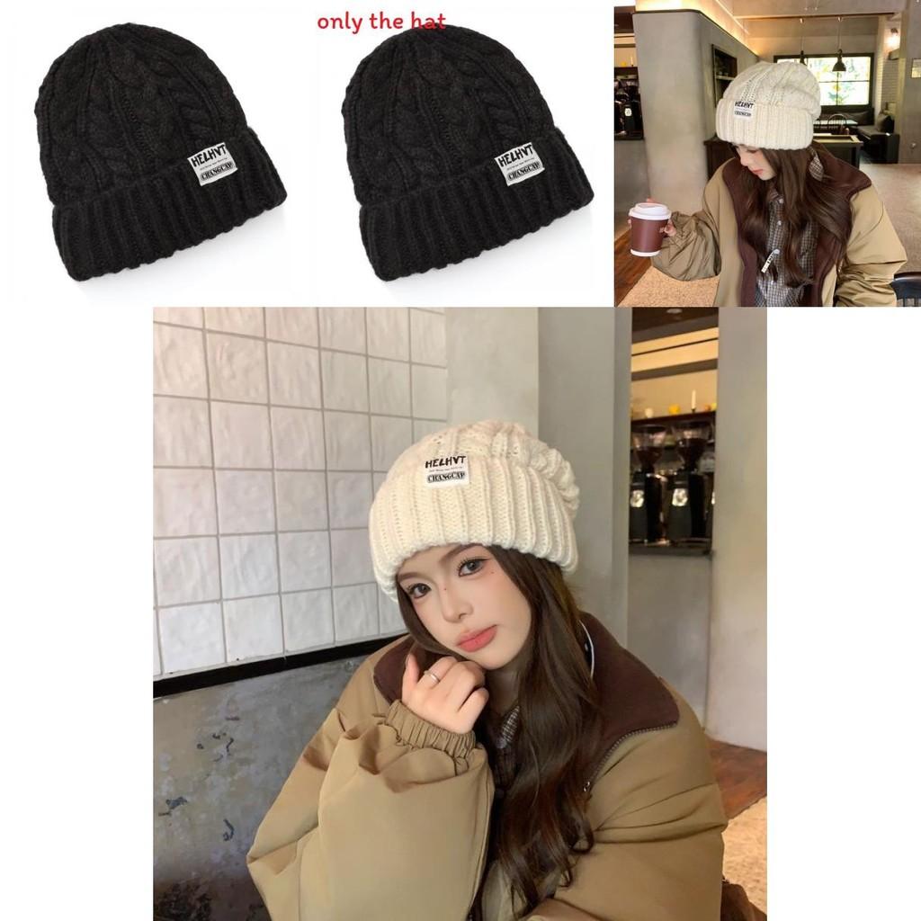 Knit Hat For Women With Letter Embroidery Warm Windproof Autumn Winter