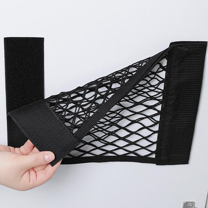Car Back Rear Mesh Trunk Seat Elastic String Net Magic Sticker Universal Storage Bag Pocket Cage Auto Organizer Seat Back Bag