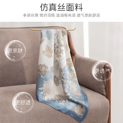 Fresh and Elegant Flower 70 Square Scarf Imitation Silk Scarf Headscarf Spring and Summer Printing Neck Protection Scarf Professional Scarf
