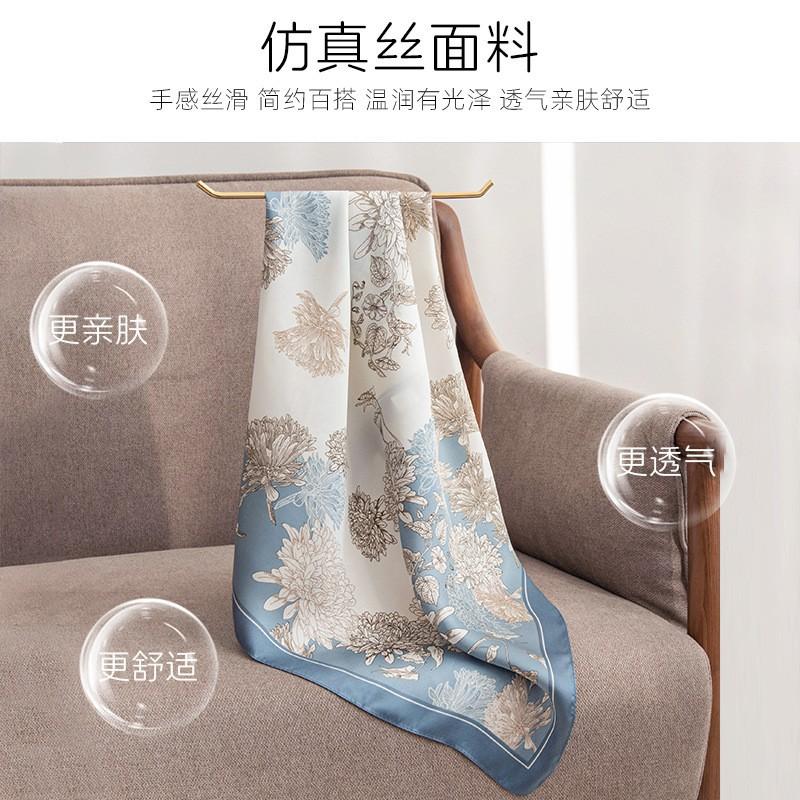 

Fresh and elegant flower 70 square scarf imitation silk scarf headscarf spring and summer printing neck protection scarf professional scarf 70*70CM