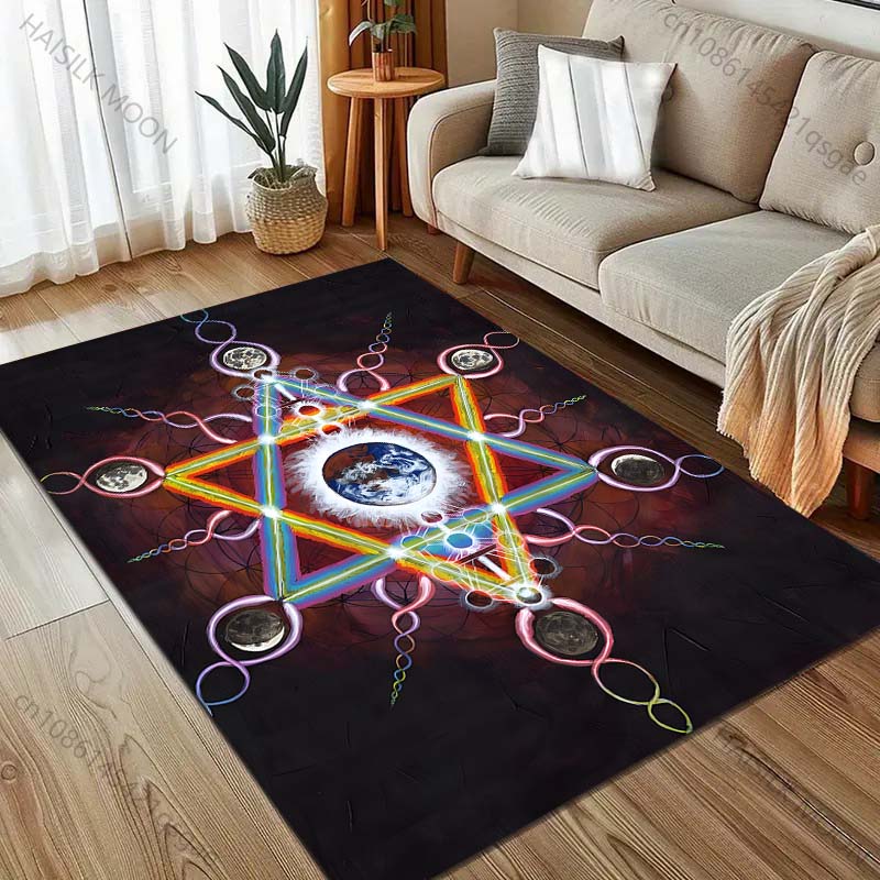 Occult Metatron's Cube Print Carpet Rug for Living Room Bedroom Sofa Doormat Decor Kids Play Home Area Rug Non-slip Floor Mat