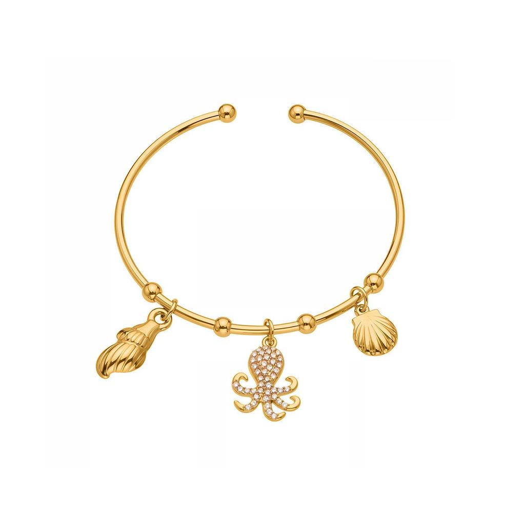 Qiong Yao 18K Gold-Plated Conch Shell Ocean-Style Openable Stainless Steel Bracelet