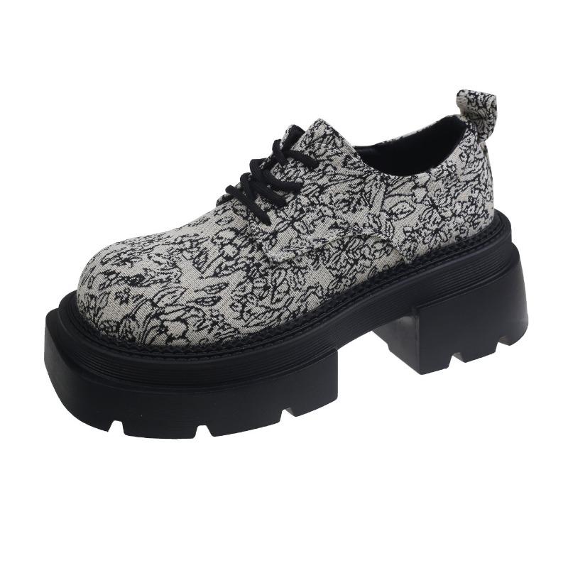 Круглый носок на низком каблуке со шнуровкой одинарные туфли с узором взрыв модные спортивные белые туфли 35 3146₽