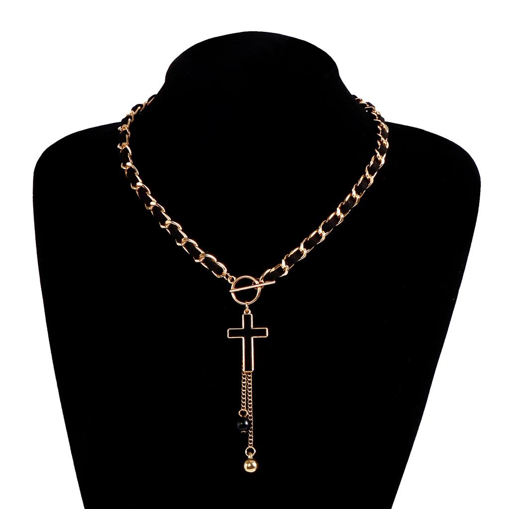 New Fashion Simple Black Cross Necklace, Women's Pendant Necklace, Valentine's Day Gift