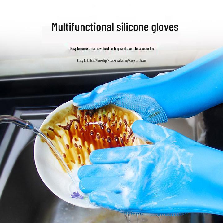 Silicone Dishwashing & Pet Bathing Gloves - Waterproof, Durable, Anti-Scratch for Women