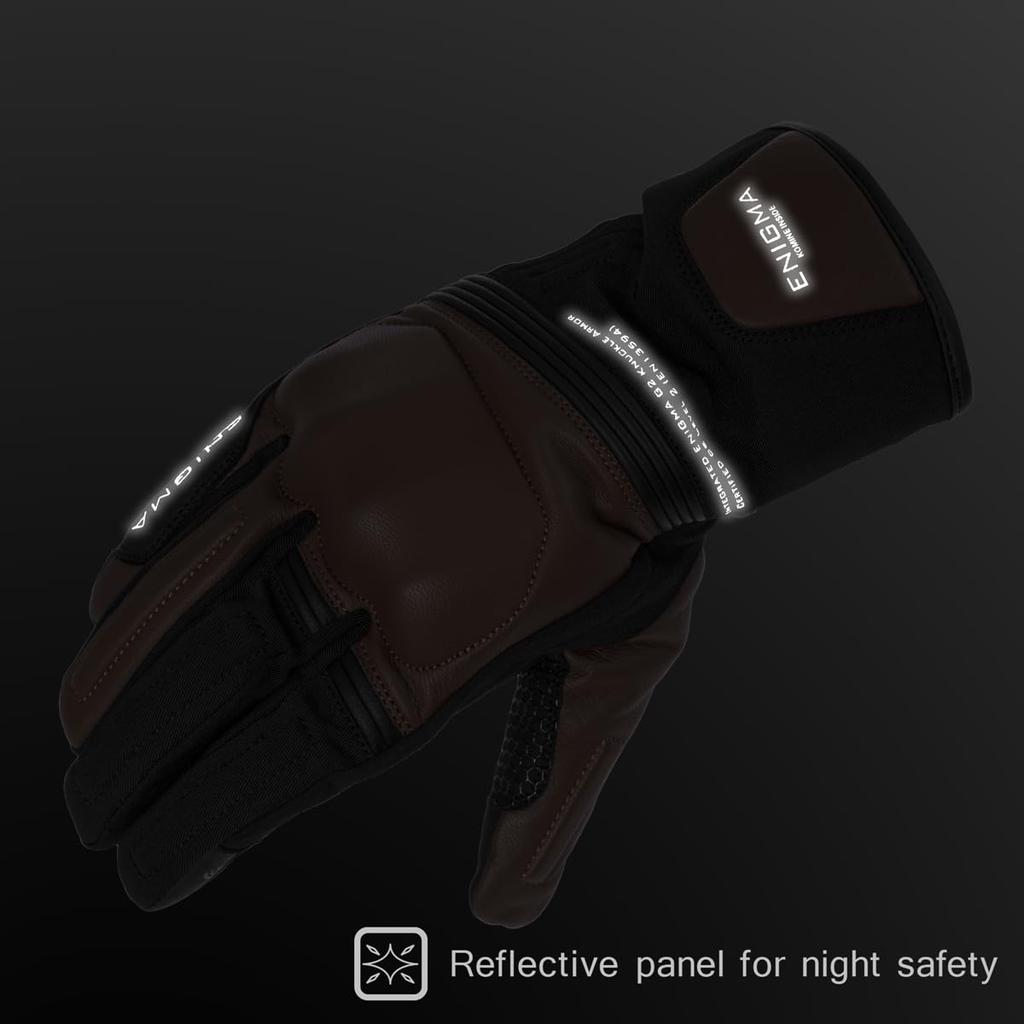 Enigma 2025 Model EN-009 Nebula Gloves for Motorcycles, Autumn/Winter Protection, CE Level 2, Black, Size 2XL