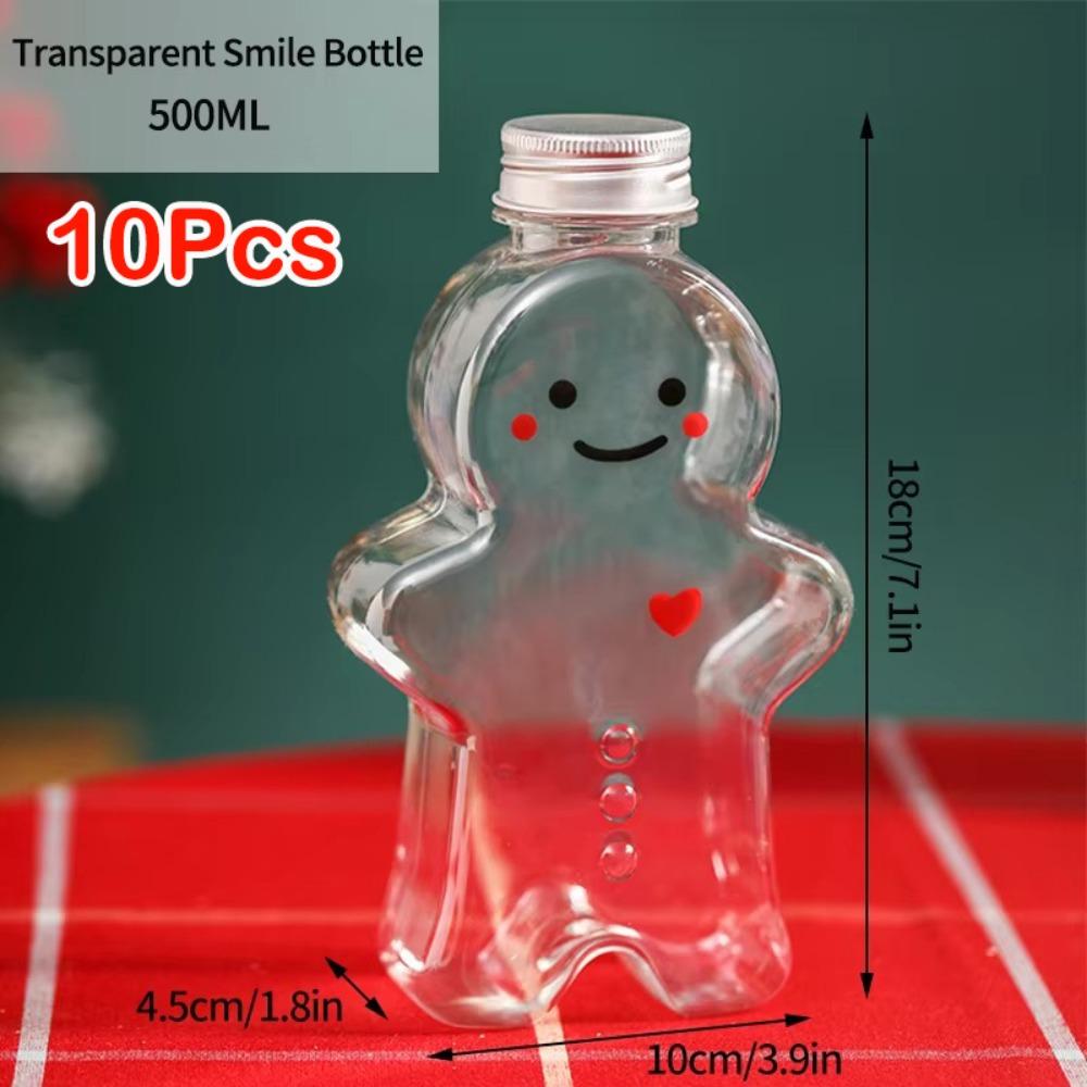 Transparent Gingerbread Bottle Brown Christmas Decoration Candy Juice Coffee Bottle  Child Gift