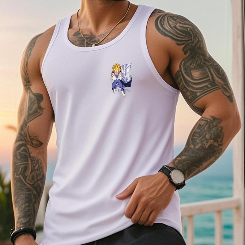 Мужская майка без рукавов Повседневная Полиэстер Базовый стиль XXL чёрный