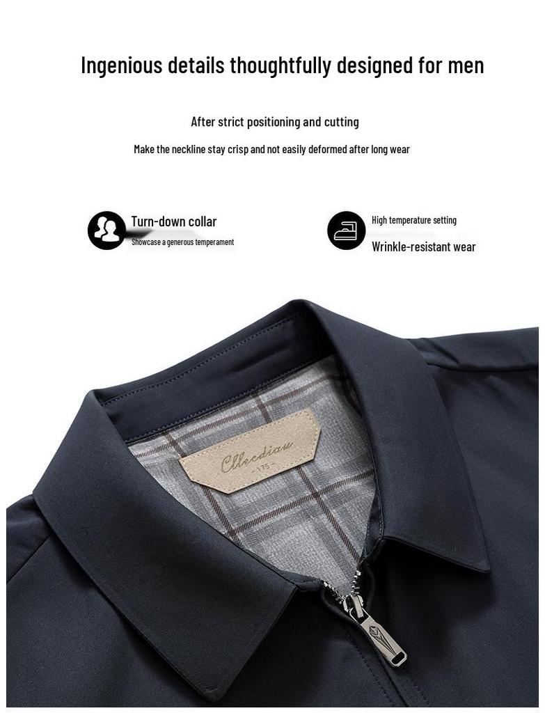 Men's Classic Spring/Autumn Lapel Jacket — Business Casual Dad Style for Young & Middle-Aged Men