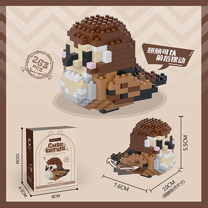 Moe Bird Series Building Blocks Model Cartoon Cute Parrots Sparrows Animal Assembly Bricks Home Decoration Toys Christmas Gifts
