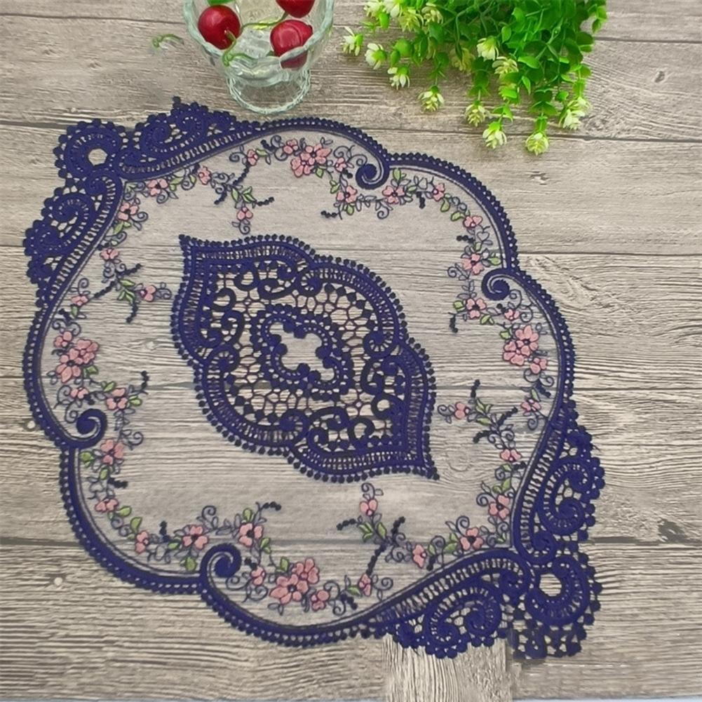 Home Dining Table Place Mat Vintage Embroidered Lace Fabric Placemat 30x45cm Floral Oval Table Cloth Placemat Home Tablecloth