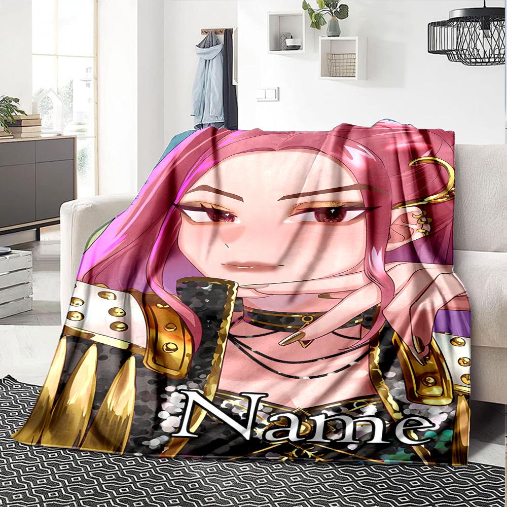 Customizable KPop Demon Hunters21 Throw Blanket – Personalized Name, All-Season Cozy Snug Blanket, Machine Washable, Personalized Blanket