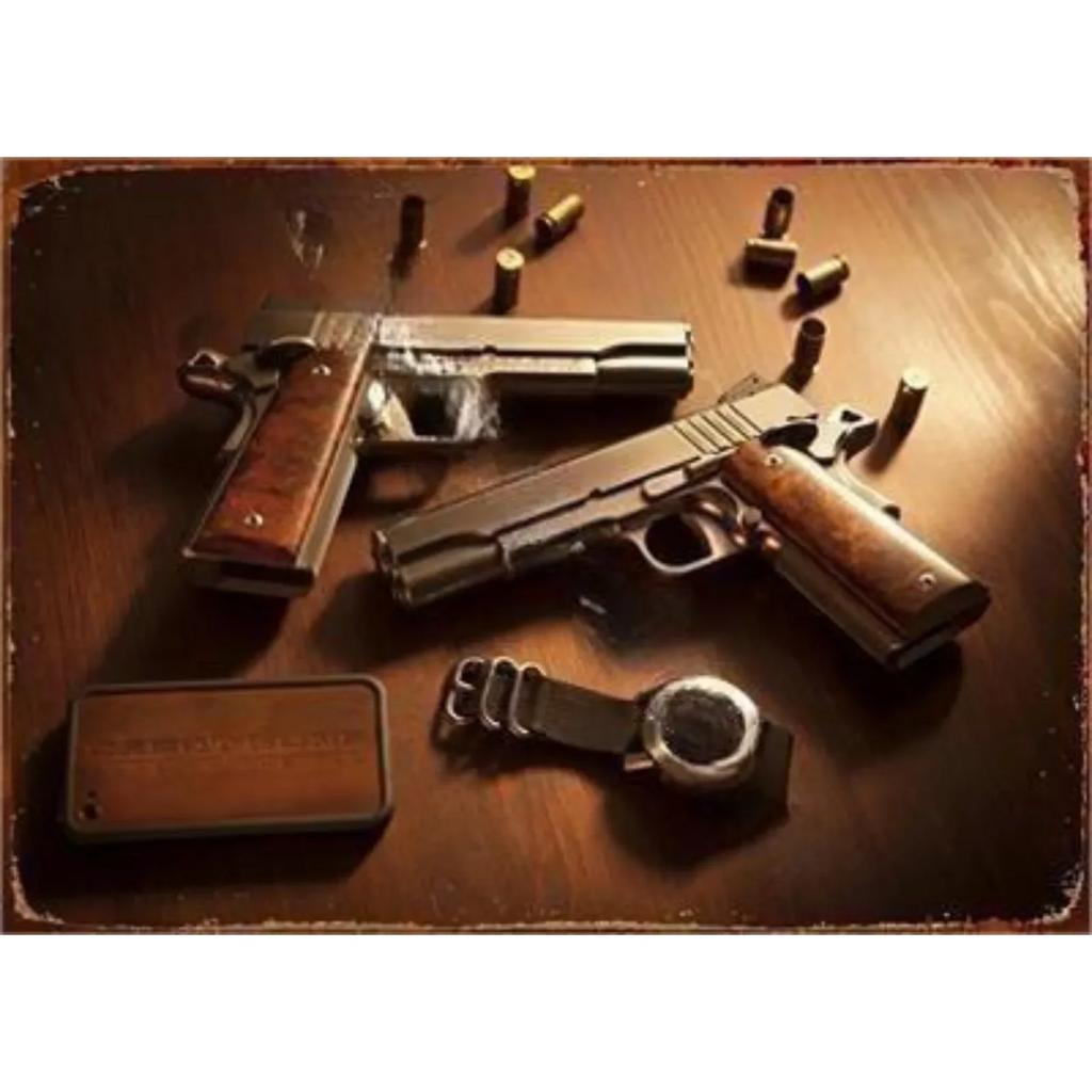 Vintage NEW Pistol HD Tin Painting Metal Sign Poster Home Living Room Bar Club Party Man Cave Art Wall Decorativ Iron Painting