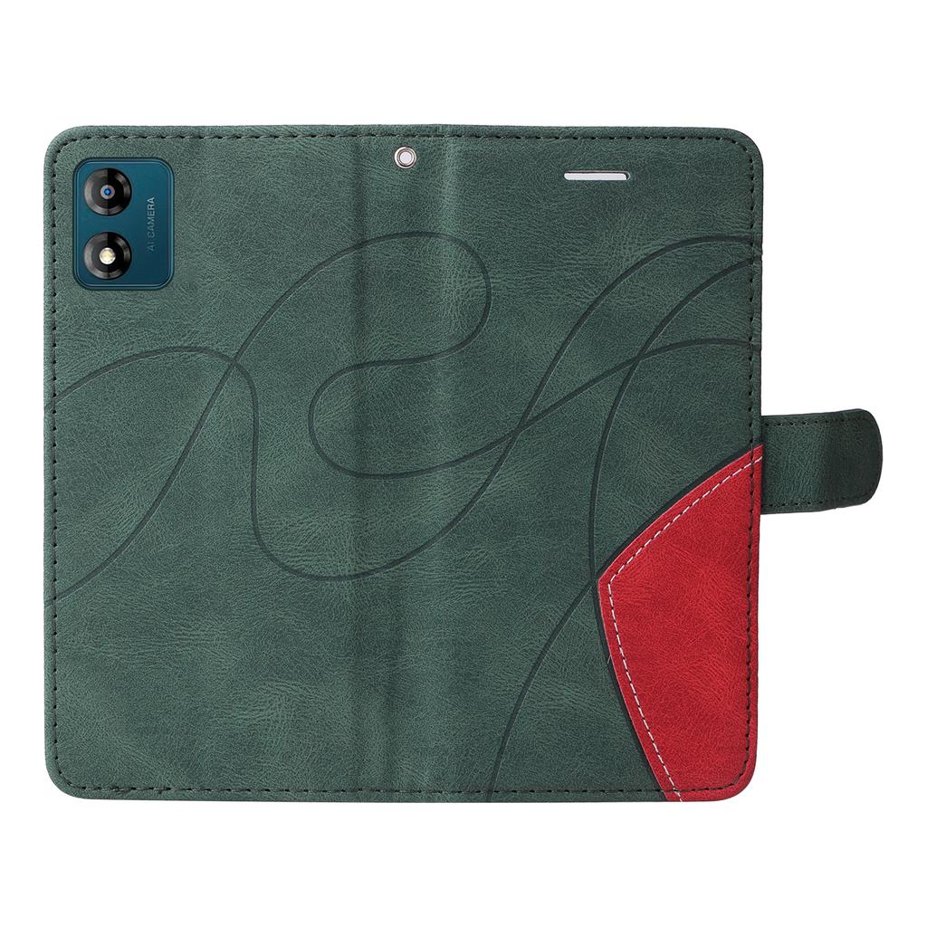 For Motorola Moto E13 4G Leather Case Wallet Stand Color Splicing Phone Cover