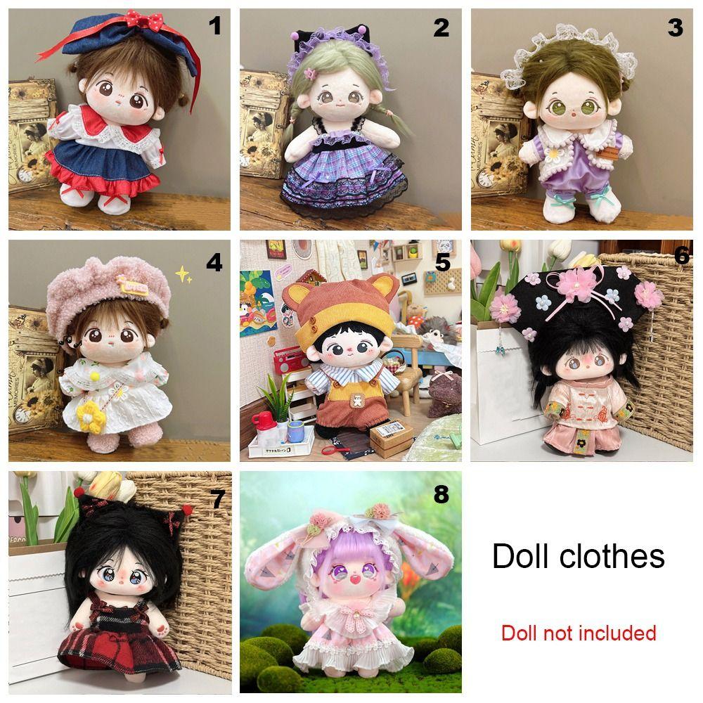 20CM Doll Dress Suit Multicolor Doll Cap Dress Gift Miniature Clothes  Cotton Stuffed Doll