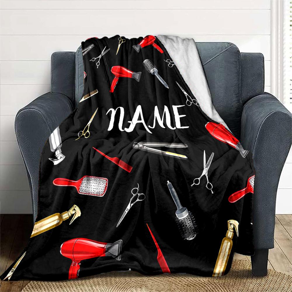 Hair Salon Tools Blanket With Customizable Name Four Seasons Comfortable Shawl Blanket Suitable For Home Travel Camping Office Decoration Perfect Gift