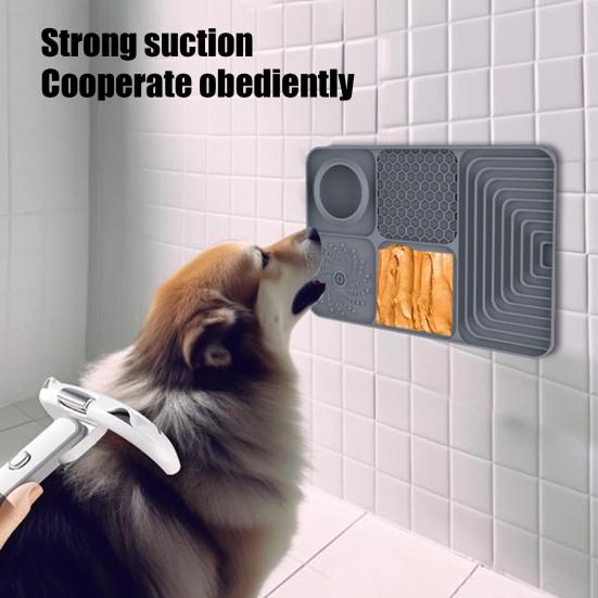 Silicone Dog Lick Mat with Spatula Boredom Anxiety Relief Pet Food Mat with Suction Cup Slow Feeder Bowl Peanut Butter Licking Mat Enrichment Toy
