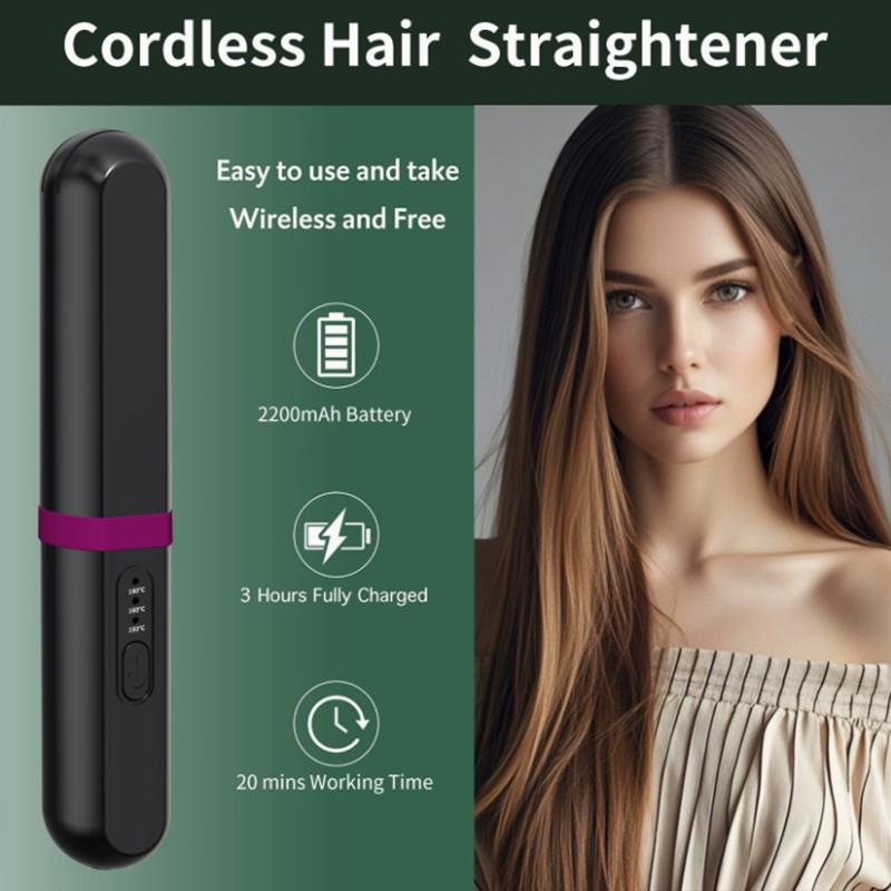 Pettine Elettrico Portatile Multifunzione Piastra Lisciante per Capelli Pettine Ricarica USB Strumento per lo Styling Anti-scottatura