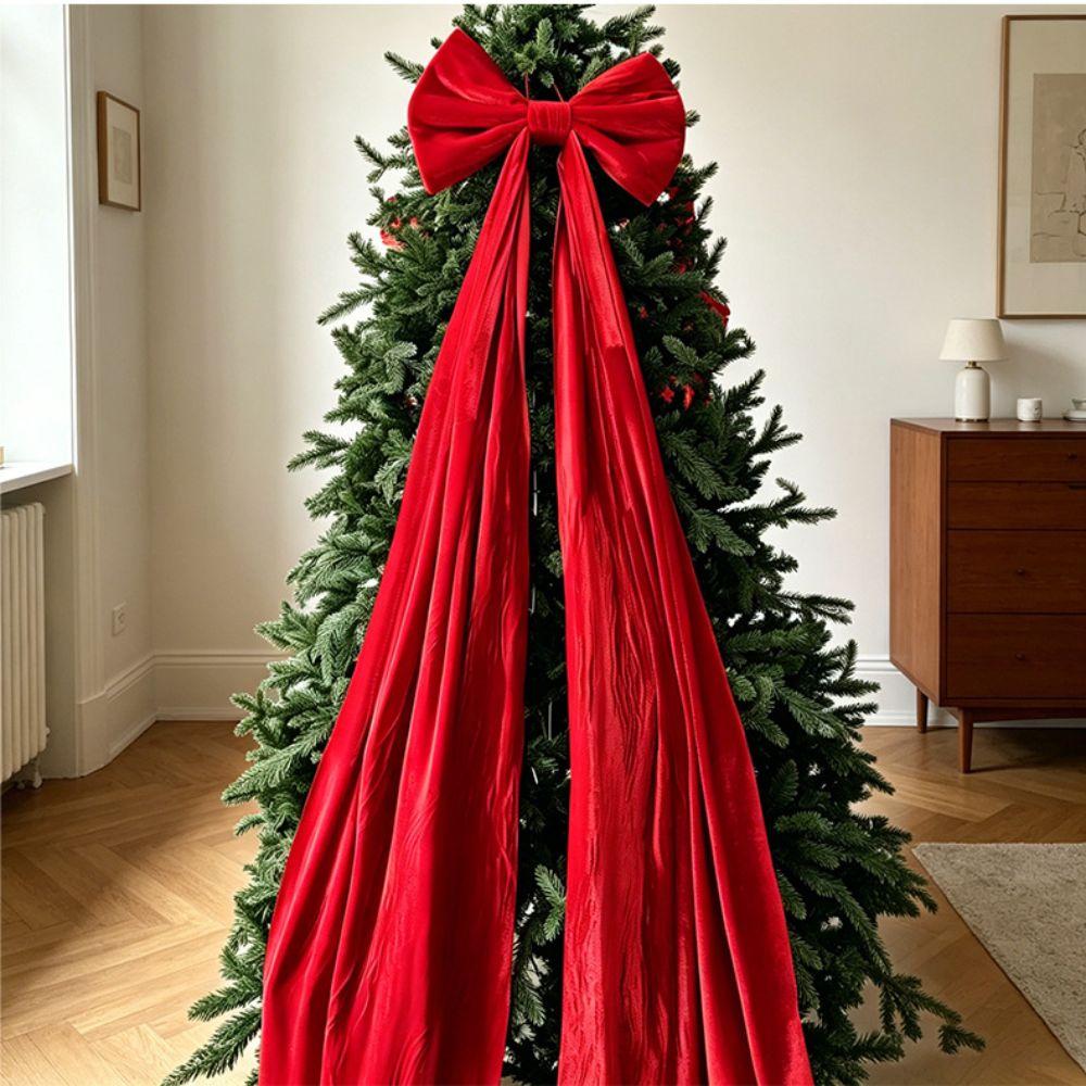 Solid Color Large Christmas Bowknot Hanging DIY Christmas Decorative Bow Reusable Creative Christmas Wreaths Bow