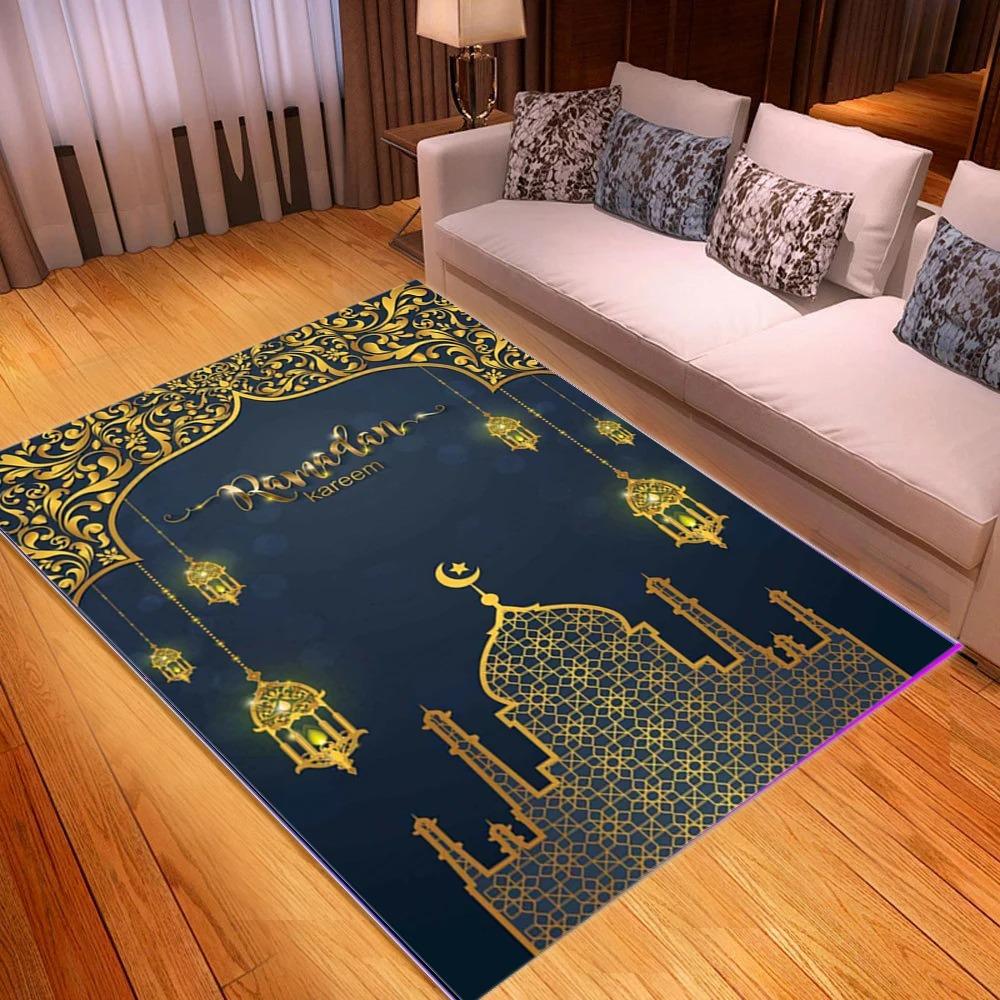 Rectangle Muslim Prayer Mat Non Slip Ramadan Decorative Rugs Home Carpets for Living Room Bedroom Kitchen Hallway Balcony Decor