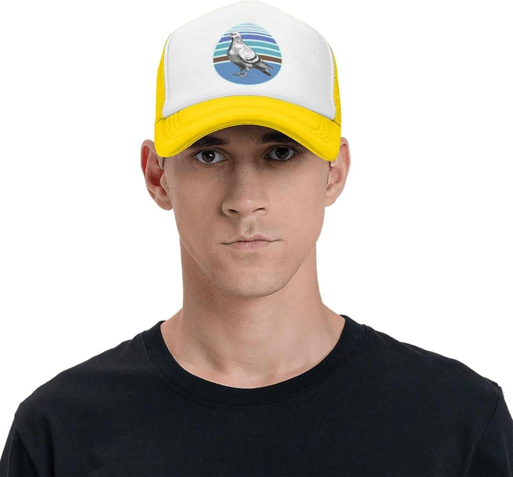 Pigeon Graphic Print Polyester Mesh Trucker Hat Vintage Style Casual Adjustable Baseball Cap for Adults