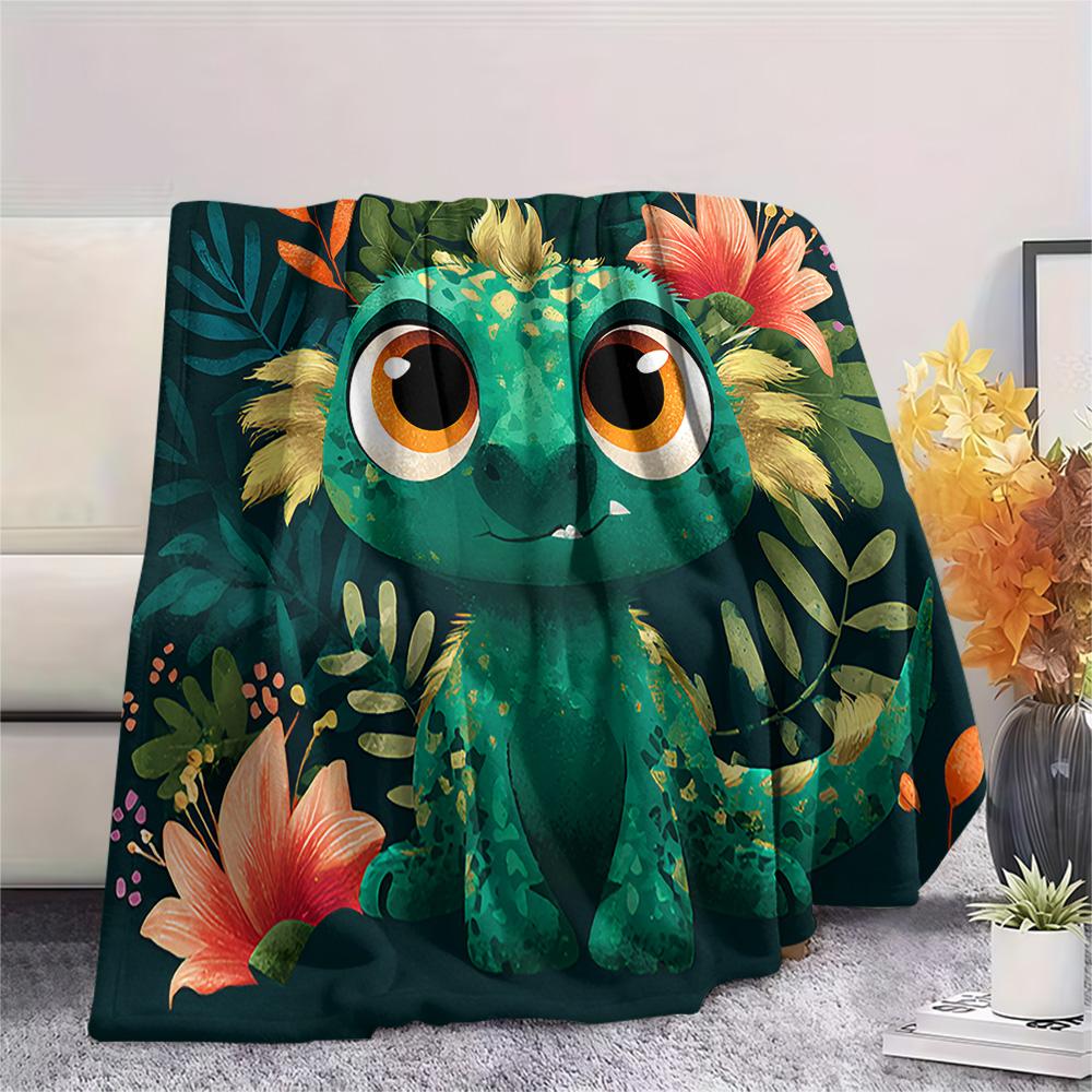 Dinosaur Print Flannel Blanket, High quality Comfortable for All Seasons, Home Decor, Warmth and Comfort, Perfect for Christmas Gifts
