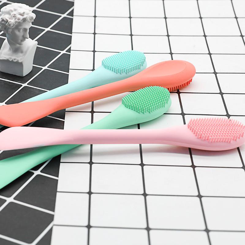 Silicone Dual-Ended Facial Cleansing & Mask Brush with Scraper