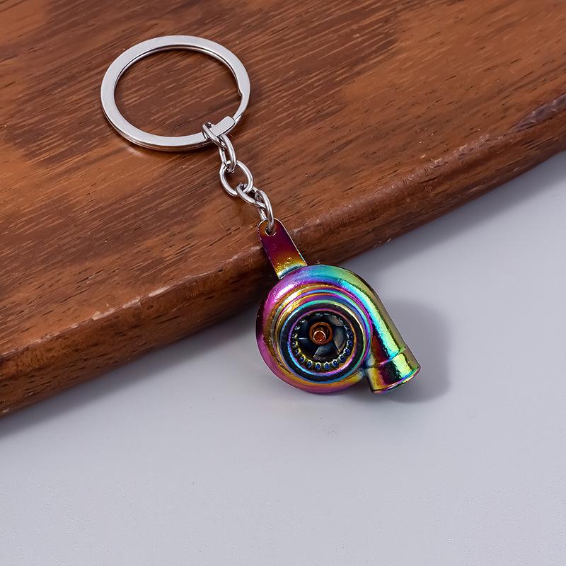 Rotating Turbocharger Blower Keychain: Creative Metal Pendant Gift