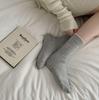 Gray-Blue Striped Embroidered Bow Socks for Women – Korean Ballet Style, Trendy All-Match Socks