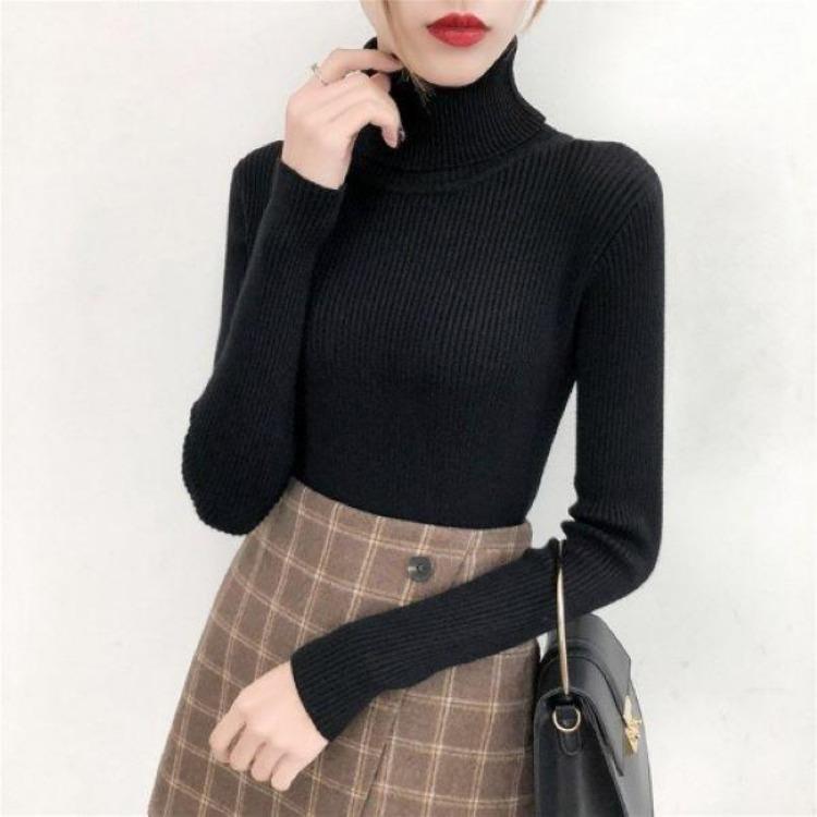 Slim Fit Women Turtleneck Sweater Knitted Pullovers Winter Warm Plus Size Clothes Elastic Soft High Quality