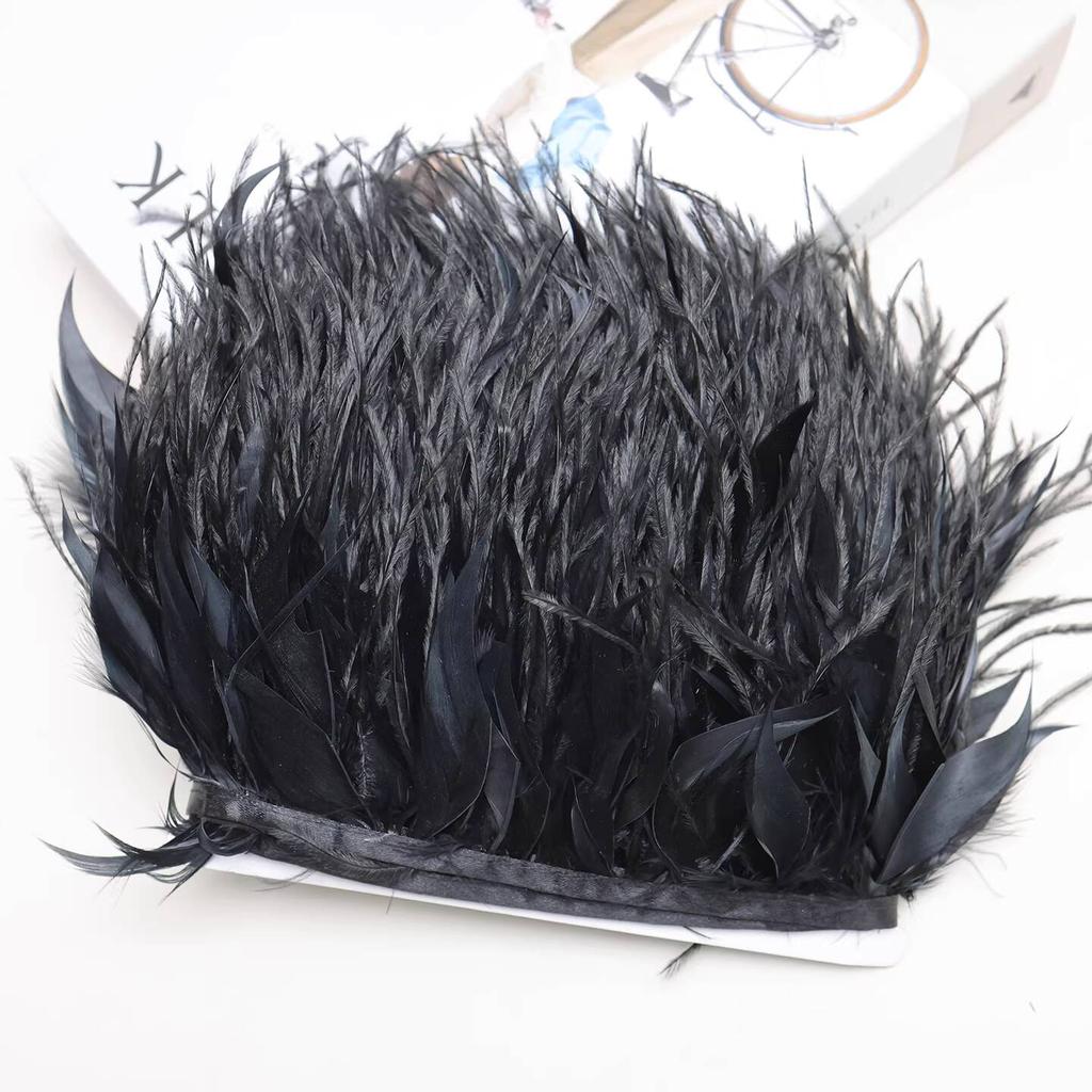 FeatherNew Feather Trim Ostrich Feather Skirt Trim Fabric Tape Fabric Craft DIY Accessories Bag Clothing Decoration Materials 10meters