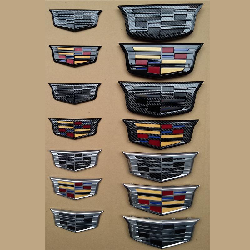 Dla Cadillac XTS XT5 XT6 ATS-L Emblemat z włókna węglowego Grill przedni samochodu Naklejka na tył Akcesoria zewnętrzne do tuningu samochodu