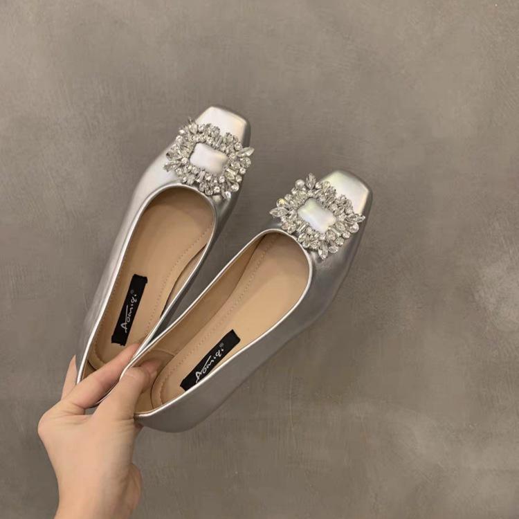 Französische Abend-Strass-Weichsohlen-Kleine Lederschuhe Frühjahrs-EinzelSchuhe Flache Schuhe Fee
