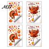 Autumn Theme Room Decor Thanksgiving Static Window Clings, Cartoon Double Turkey Pumpkin Maple Leaf No?Glue Stickers Glass Decals, Waterproof