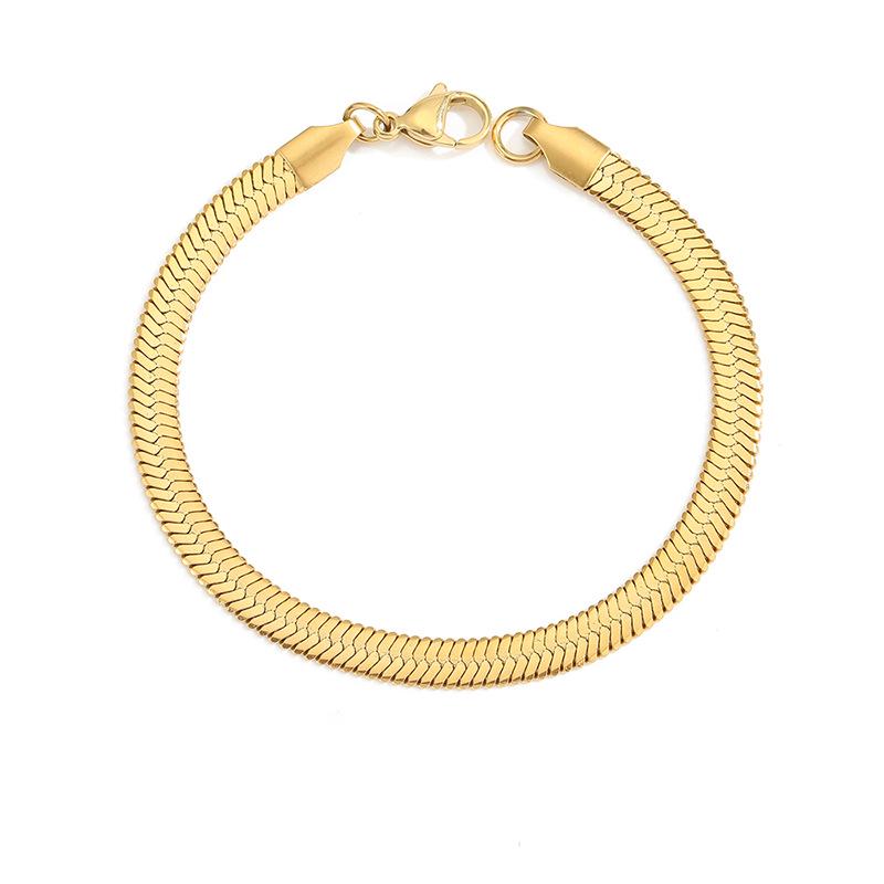 eManco Women's Stainless Steel Snake Chain Bracelet - Thin, Versatile, Flat Style, Perfect for Couples