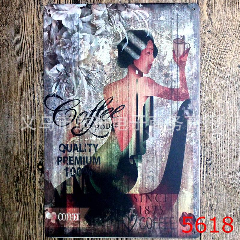 Vintage Coffee Tin Sign for Restaurant or Home Decor