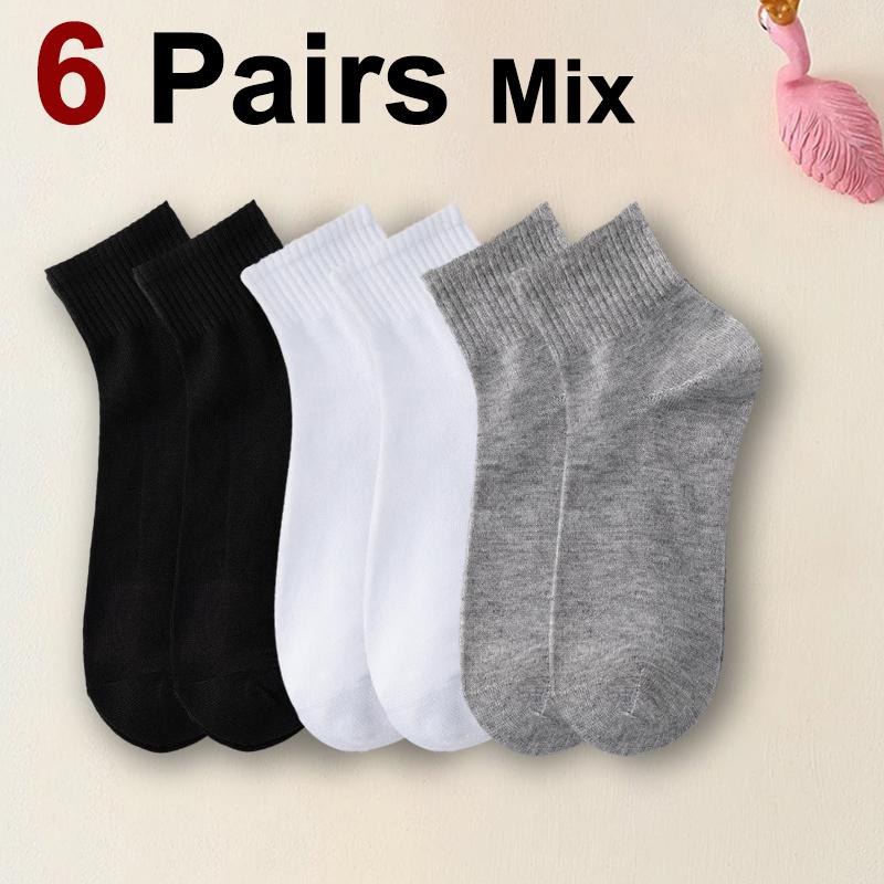 6/12/30 Pairs Men Mid Socks Business Sports Sweat Absorption Breathability Spring Summer Solid Color Soft No Pilling Casual Sock