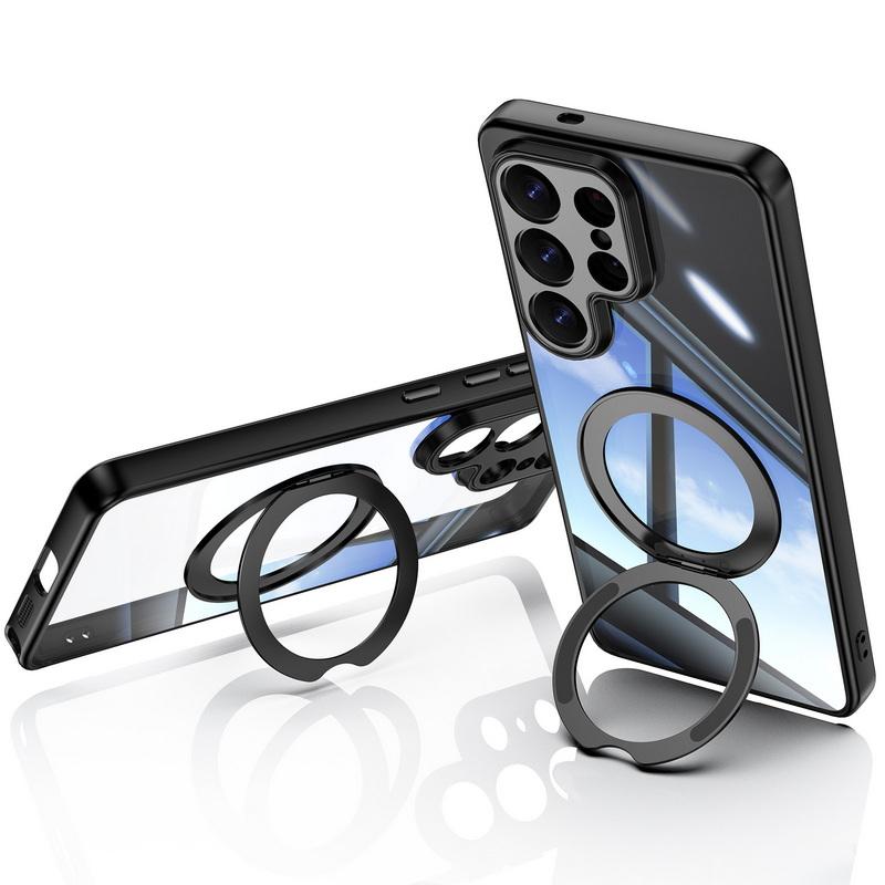 Coque Étui avec Support Anneau Magnétique Pour Samsung Galaxy A57 A37 A17 A56 A36 A26 A16 A06 5G S23 S24 Plus S25 FE Edge S26 Ultra Hybride TPU+PC Coque Arrière Transparente