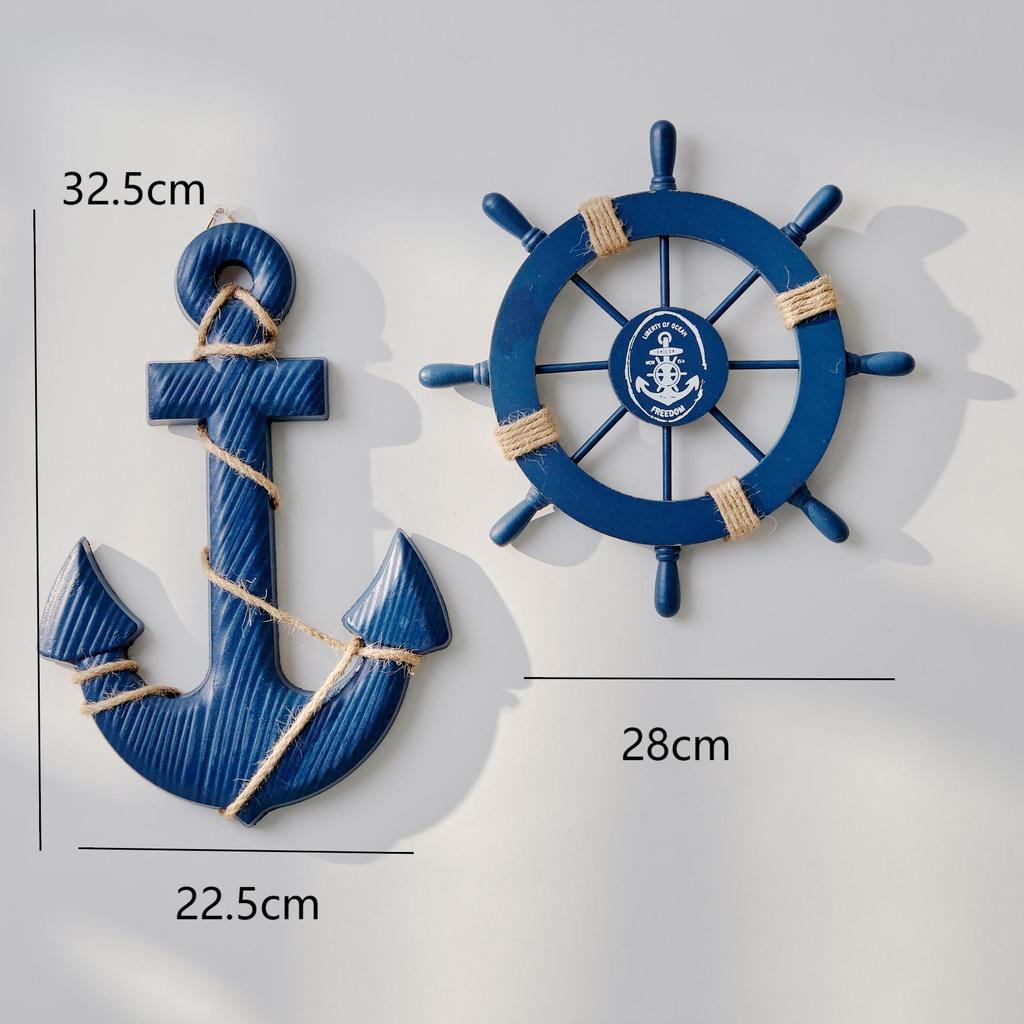 Mediterranean Style Helmsman Anchor Wall Decor for Kindergartens and Bars