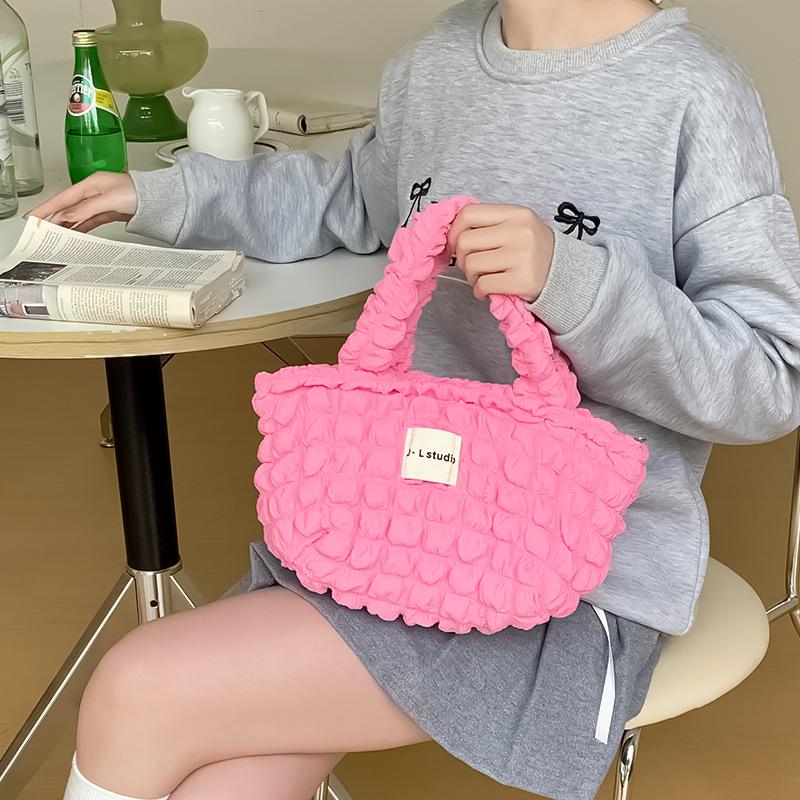 

Корейский стиль Облако Пузырьковая плиссированная сумка через плечо для женщин, большая вместительная сумка из ткани для матери и ребенка