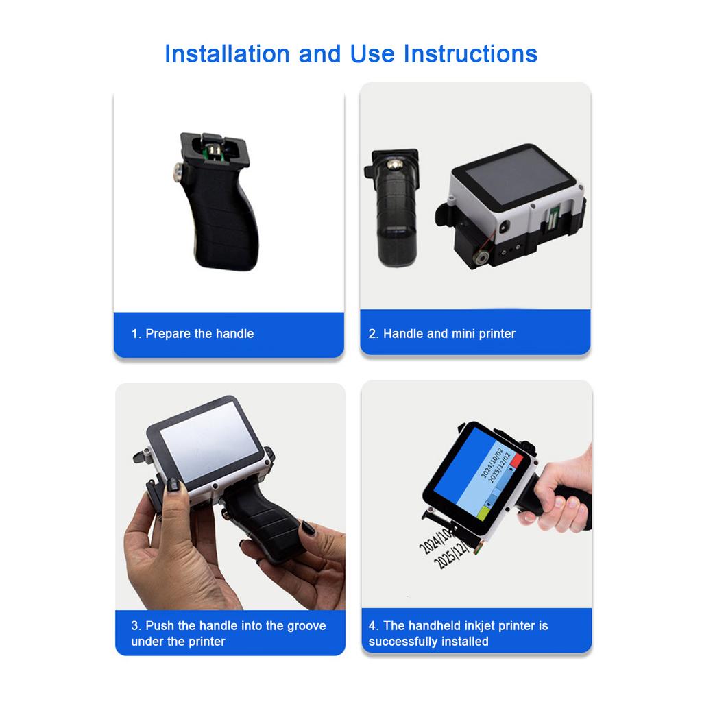 Handheld Mini Printer Portable 12.7mm Inkjet Printer Barcode Date Label Printer Accuracy 1-3 Lines 300-600DPI Adjustable