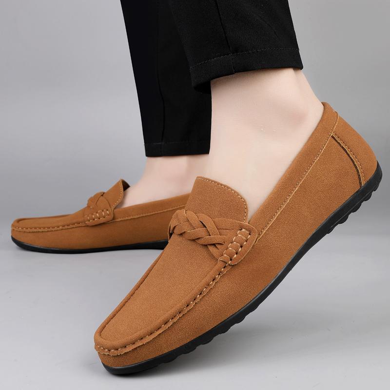 Fashion Men's Suede Loafers Casual Slip-On Comfortable Men Outdoor Flat Breathable Non-Slip Driving Shoes Classic Men Shoes for Wedding