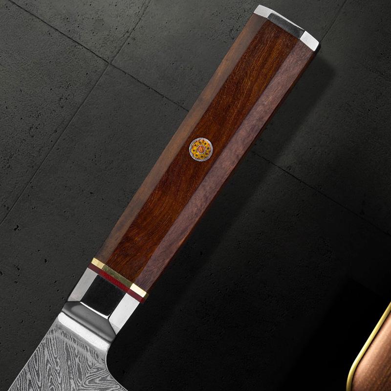 7 Inch Santoku Knife Damascus Steel Knife Rosewood Octagonal Handle Stainless Steel Chef's Knife
