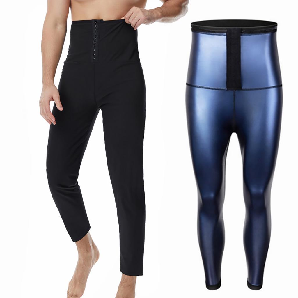 Men's High Waist Sauna Sweat Leggings Compression Pants with Waist Trainer Slimming Fitness Body Shaper Leggings