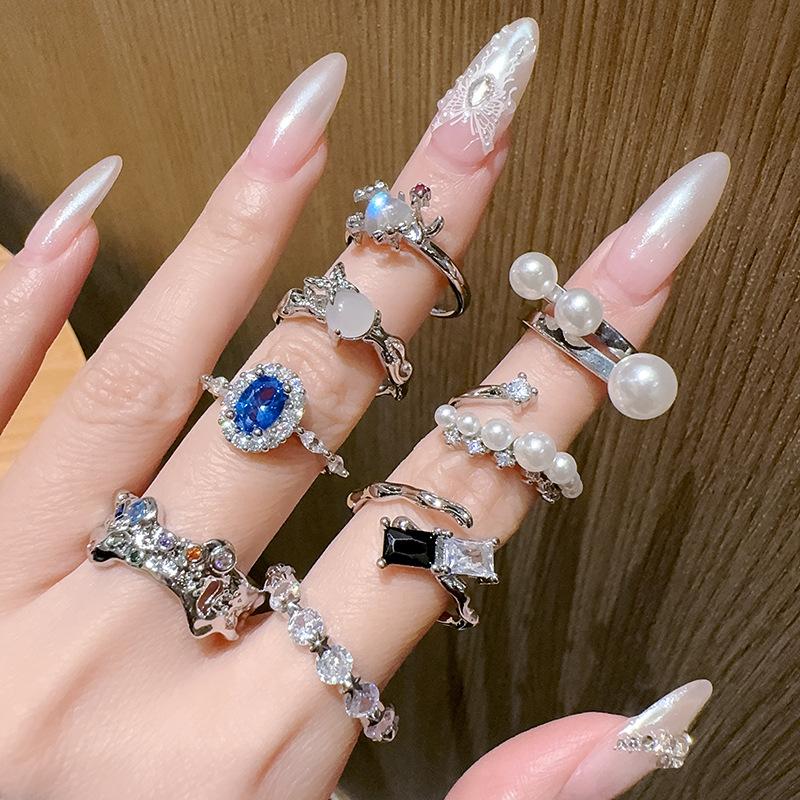 Niche High-End Open Ring Set Stacked Design Cold Wind Personalized Fashion Ring Women