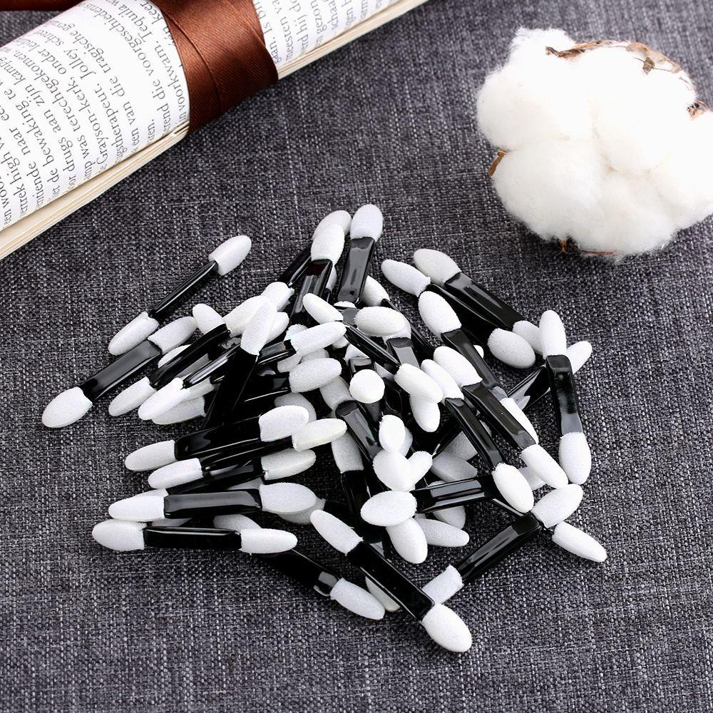 50 PCS Beauty Professional Eyeliner Stick Applicator Sponge Double Foam Head Eyeshadow Brush