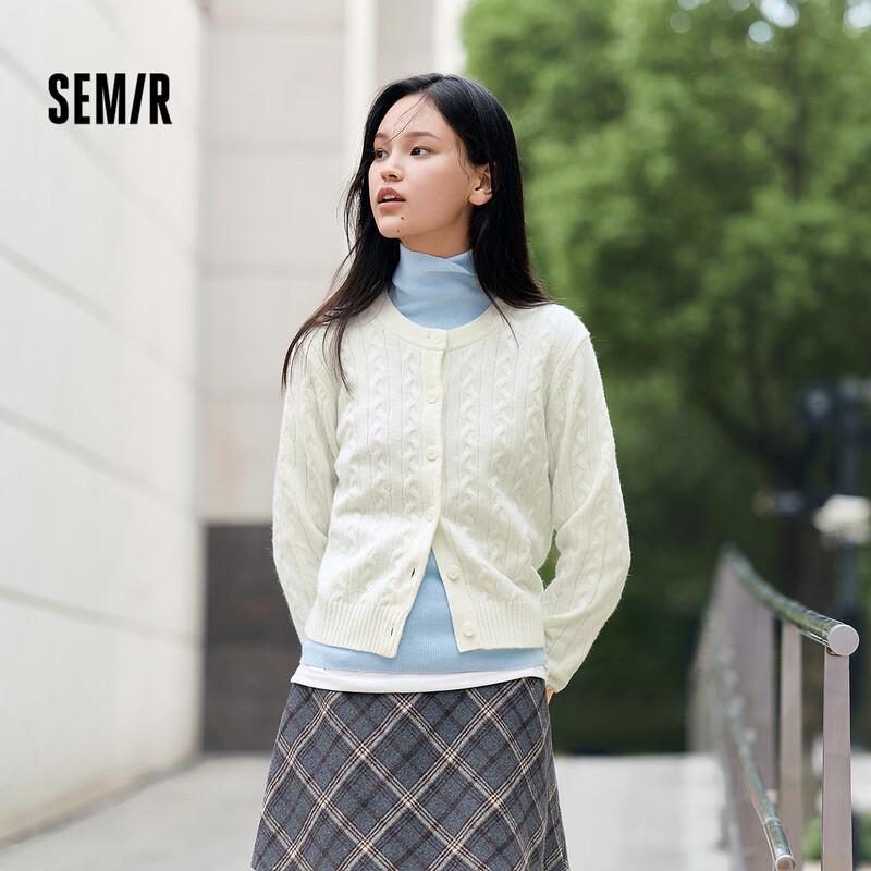 Semir Women's Winter Cable Knit Round Neck Cardigan