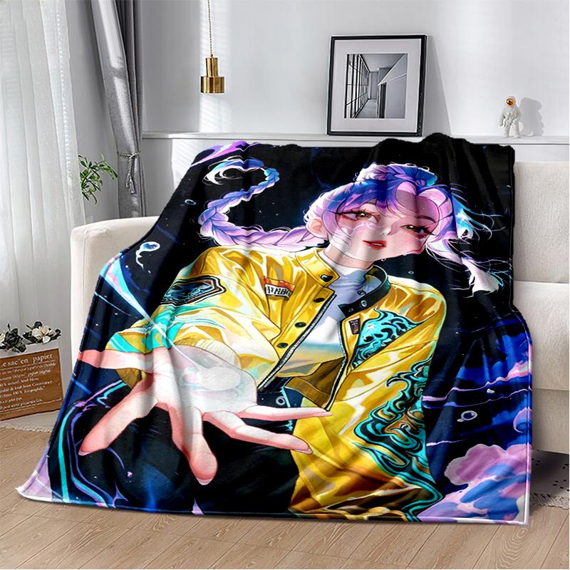 Cartoon Kpop Demon Hunters Rumi Mira Zoey HD Soft Flannel Blanket for Beds Bedroom Sofa,Throw Blanket for Cover Picnic Gift
