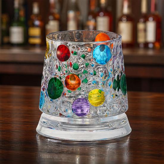 Wirbelndes Whiskey-Glas mit drehbarer Basis, 360-Grad-Wirbelgläser für Bourbon, 260 ml handbemaltes Spirituosenglas, Stressabbau-Geschenk für Männer