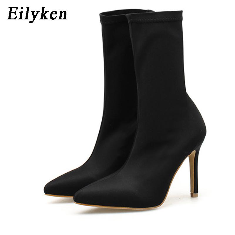 Eilyken Sexy Sock Boots Stretch High Heels for Women Spring Autumn Fashion Ankle Boots Female Shoes
